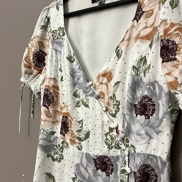 Blue blush pink Lily Medium wrap sundress with side button closure - Picture 5 of 13